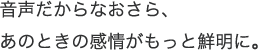 音声だからなおさら、あのときの感情がもっと鮮明に。